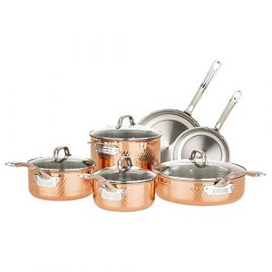 Viking - 3-Ply Hammered Copper Clad Cookware Set - 10 Piece